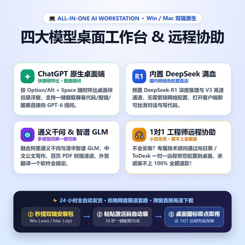四大模型桌面工作台 & 1对1工程师远程协助